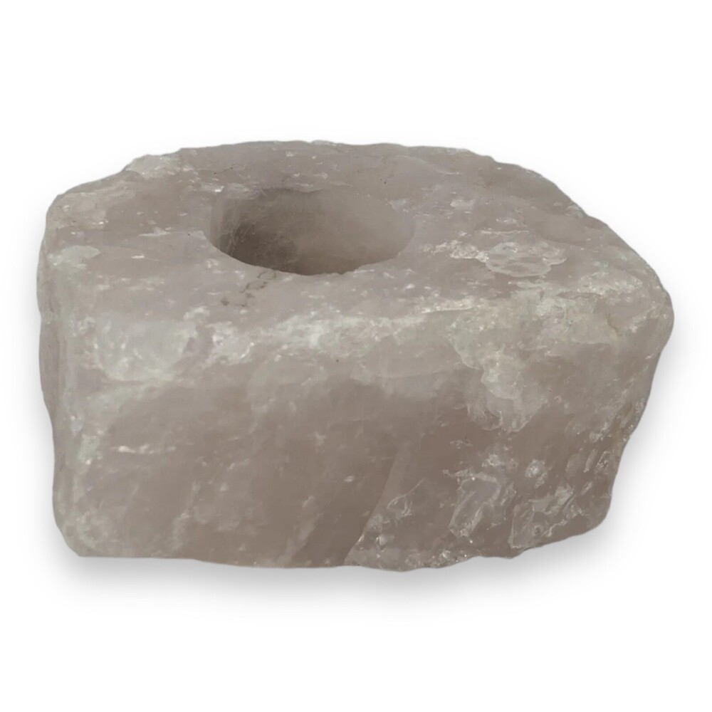 2.44LB Natural Rough Raw Rose Quartz Crystal Cluster Reiki Tealite Candle Holder